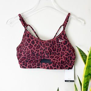 Nike Indy NWT Sports Bra Leopard Glitter Red / Black Padded Small
